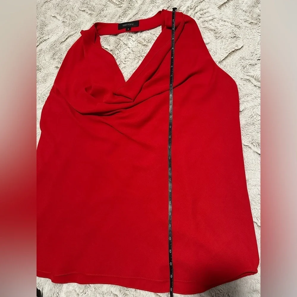 Karen Kane Vibrant Red Women's Draped Cowl Neck Top Blouse - Picture 8 of 8